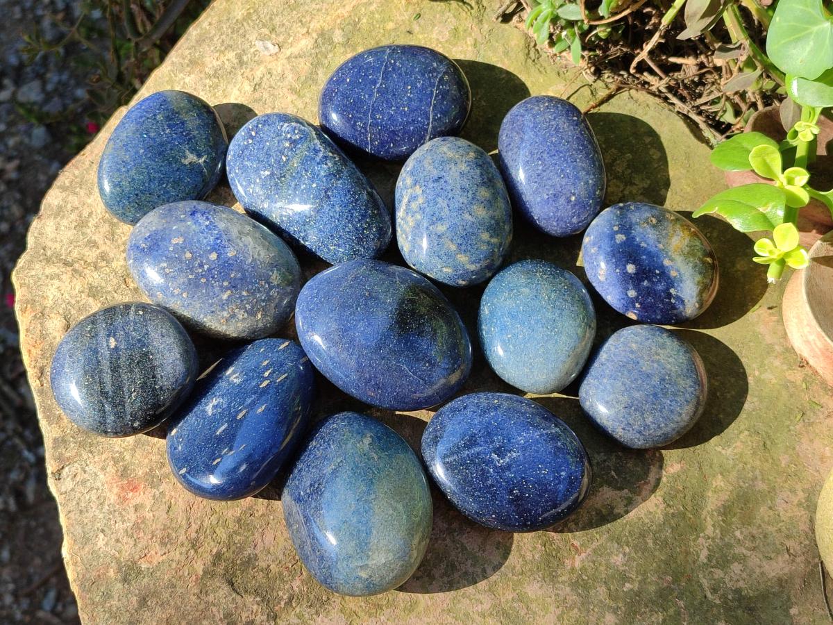 Polished Lazulite Galets x 24 From Madagascar - Toprock Gemstones and Minerals 