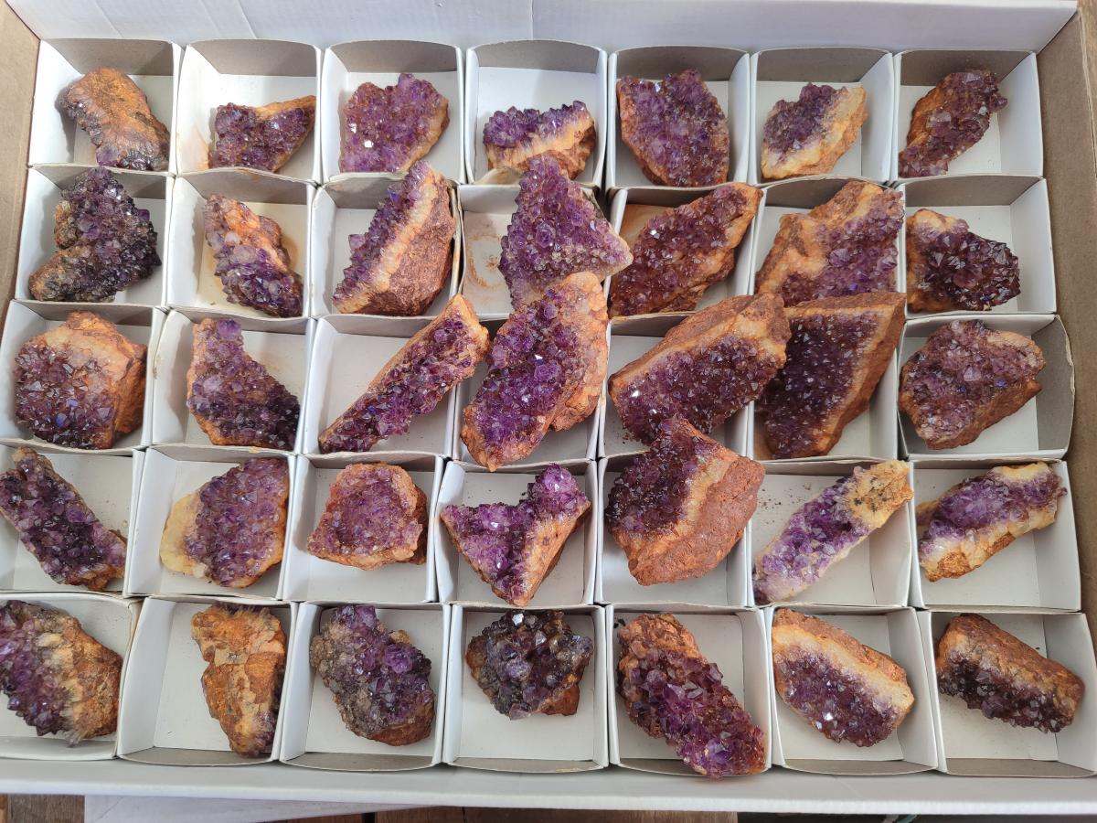 Natural Dark Purple Amethyst Crystal Clusters x 35 From Boekenhouthoek, South Africa - Toprock Gemstones and Minerals 