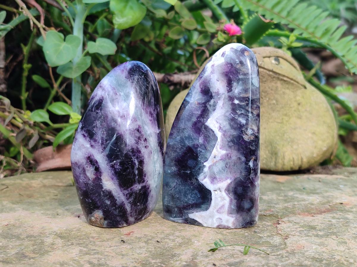 Polished Watermelon Fluorite Standing Display Pieces x 6 From Uis, Namibia - Toprock Gemstones and Minerals 