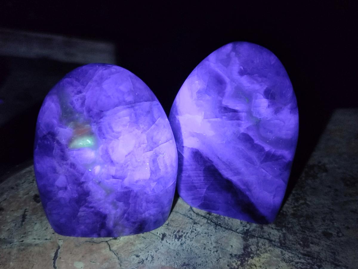 Polished Watermelon Fluorite Standing Display Pieces x 6 From Uis, Namibia - Toprock Gemstones and Minerals 