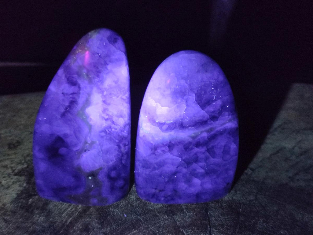 Polished Watermelon Fluorite Standing Display Pieces x 6 From Uis, Namibia - Toprock Gemstones and Minerals 