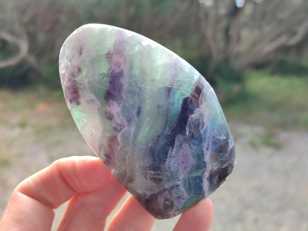 Polished Watermelon Fluorite Standing Display Pieces x 6 From Uis, Namibia - Toprock Gemstones and Minerals 