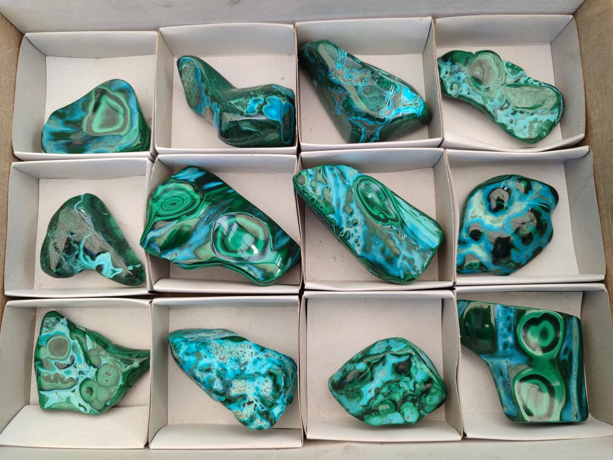 Polished Malacolla Free Forms x 12 From Kulukuluku, Congo - Toprock Gemstones and Minerals 