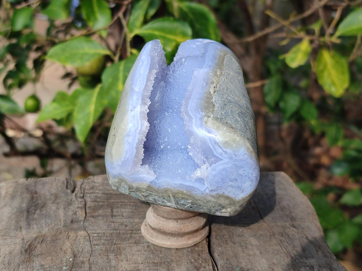 Polished Blue Lace Agate Standing Display Pieces x 2 From Nsanje, Malawi - Toprock Gemstones and Minerals 