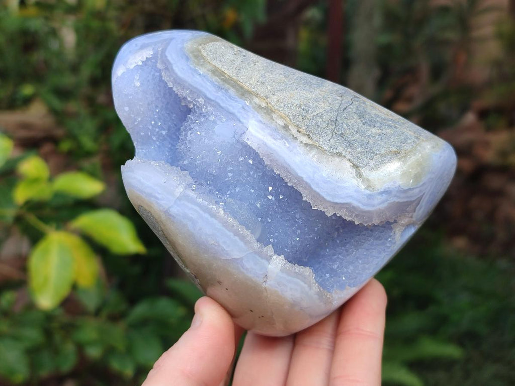 Polished Blue Lace Agate Standing Display Pieces x 2 From Nsanje, Malawi - Toprock Gemstones and Minerals 