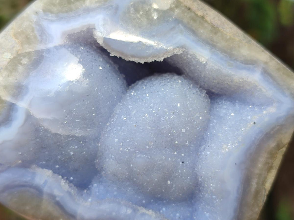 Polished Blue Lace Agate Standing Display Pieces x 2 From Nsanje, Malawi - Toprock Gemstones and Minerals 