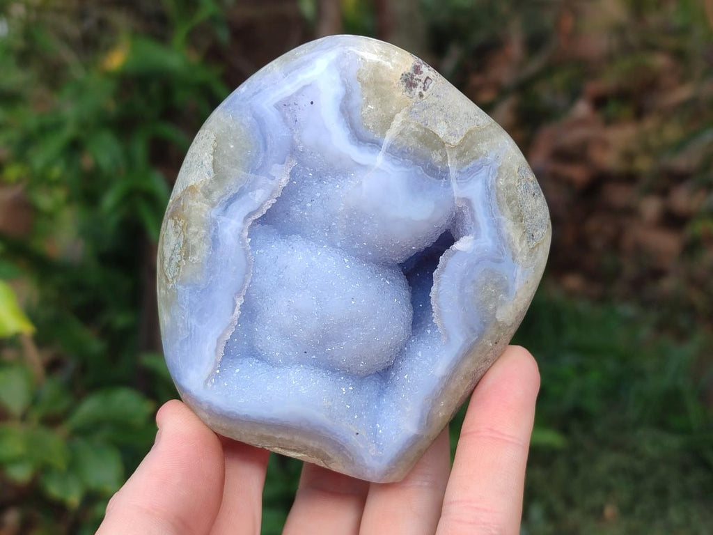 Polished Blue Lace Agate Standing Display Pieces x 2 From Nsanje, Malawi - Toprock Gemstones and Minerals 