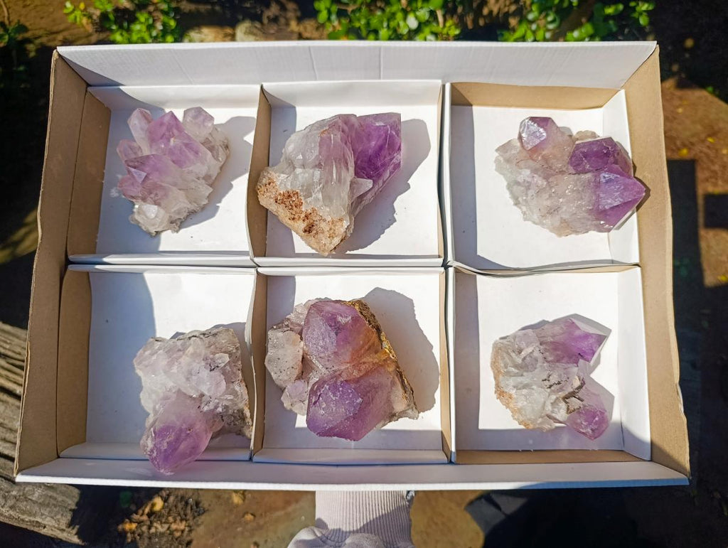 Natural Large Jacaranda Amethyst Crystal Clusters x 6 From Mumbwa, Zambia