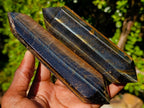 Polished Large Double Terminated Golden Tigers Eye Crystals x 6 From Prieska, South Africa - Toprock Gemstones and Minerals 