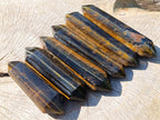 Polished Large Double Terminated Golden Tigers Eye Crystals x 6 From Prieska, South Africa - Toprock Gemstones and Minerals 