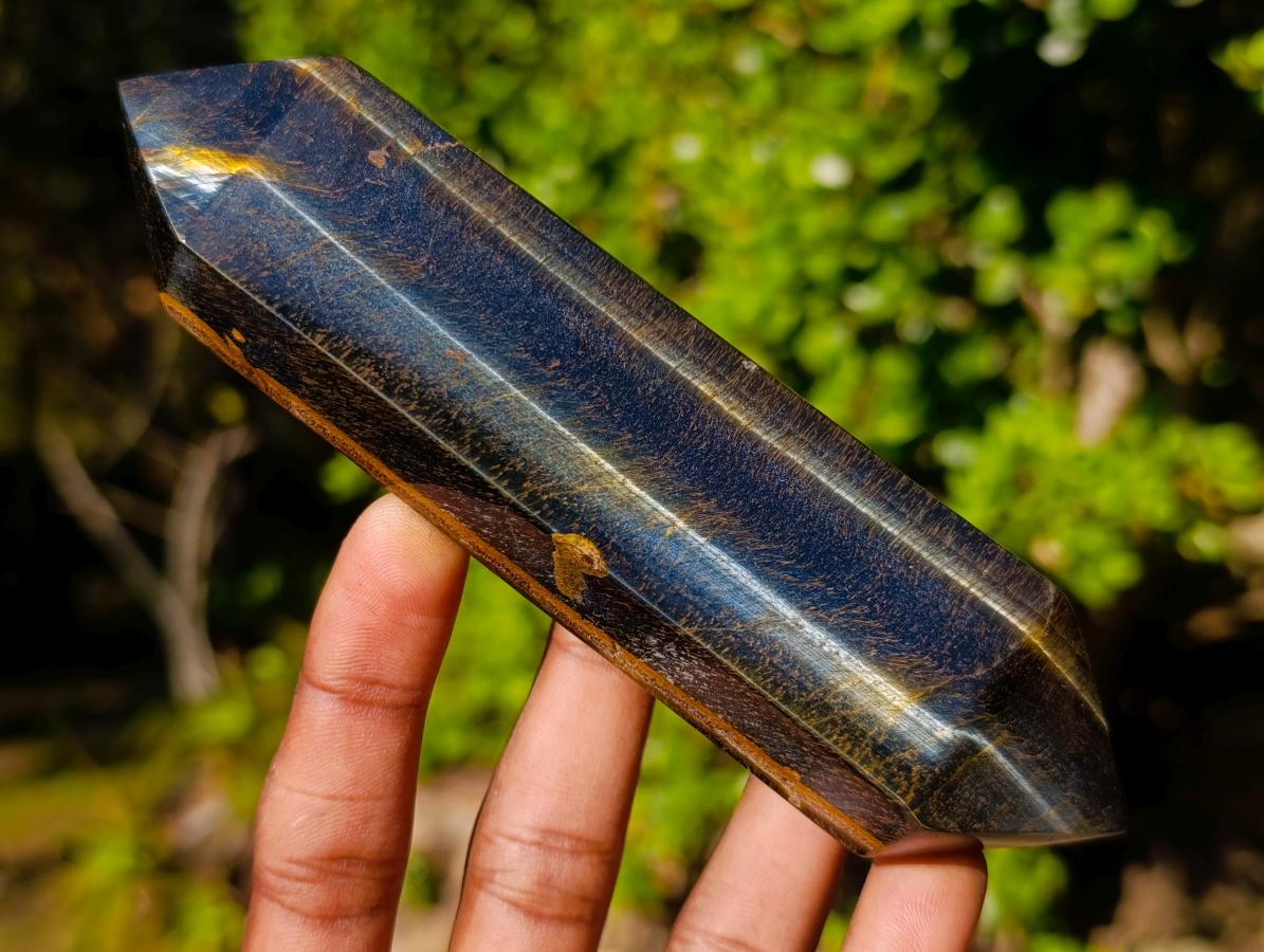 Polished Large Double Terminated Golden Tigers Eye Crystals x 6 From Prieska, South Africa - Toprock Gemstones and Minerals 