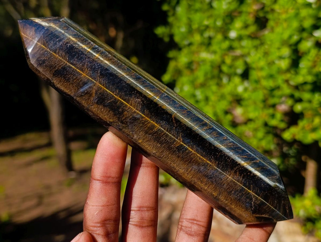 Polished Large Double Terminated Golden Tigers Eye Crystals x 6 From Prieska, South Africa - Toprock Gemstones and Minerals 