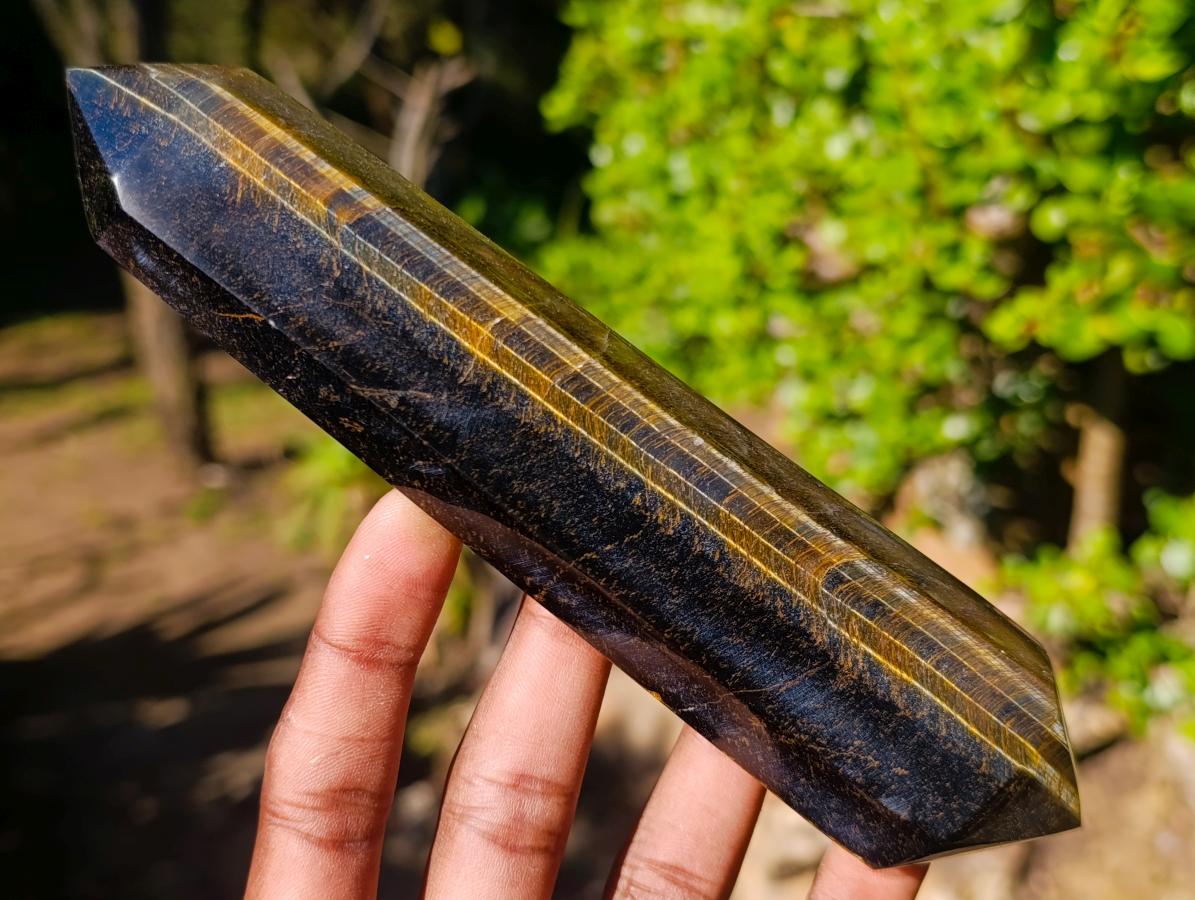Polished Large Double Terminated Golden Tigers Eye Crystals x 6 From Prieska, South Africa - Toprock Gemstones and Minerals 