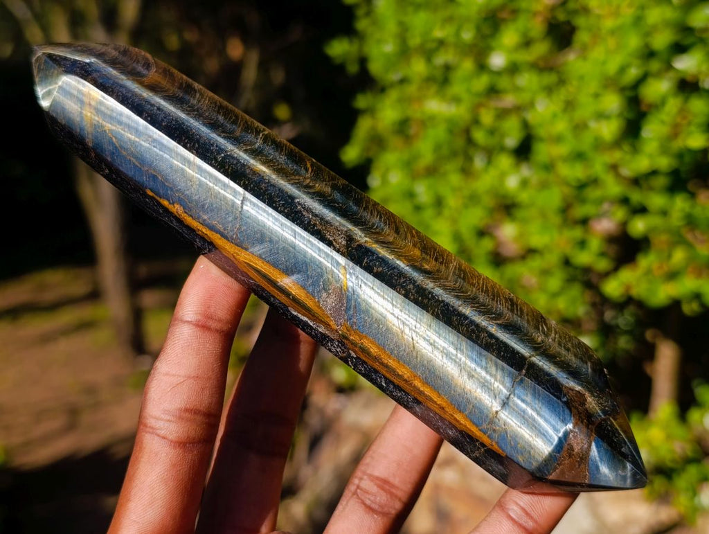 Polished Large Double Terminated Golden Tigers Eye Crystals x 6 From Prieska, South Africa - Toprock Gemstones and Minerals 