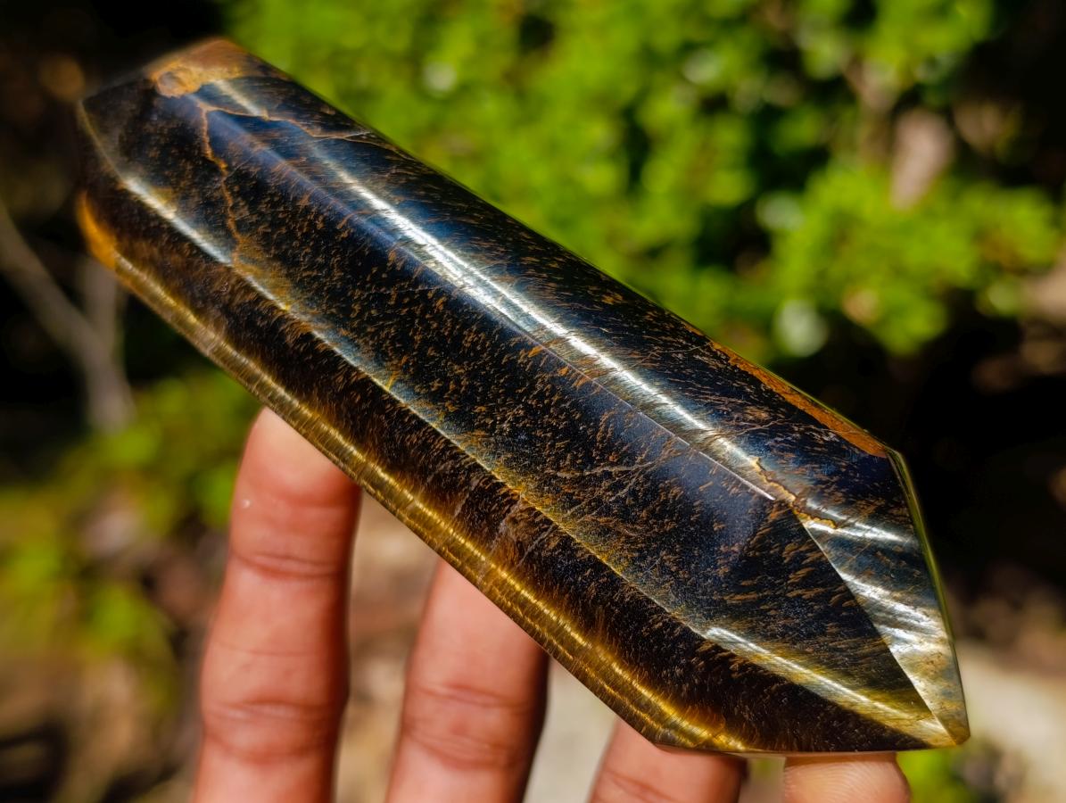 Polished Large Double Terminated Golden Tigers Eye Crystals x 6 From Prieska, South Africa - Toprock Gemstones and Minerals 