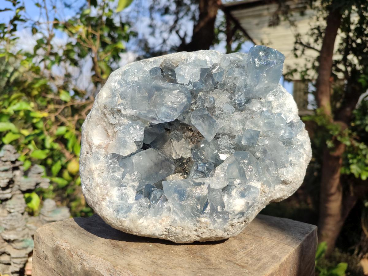 Natural Large Blue Celestite Geode Specimen x 1 From Sakoany, Madagascar - Toprock Gemstones and Minerals 