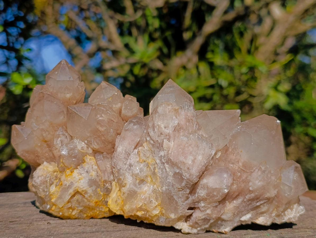 Natural Cascading White Phantom Smokey Luena Quartz Clusters x 3 From Luena, Congo - Toprock Gemstones and Minerals 