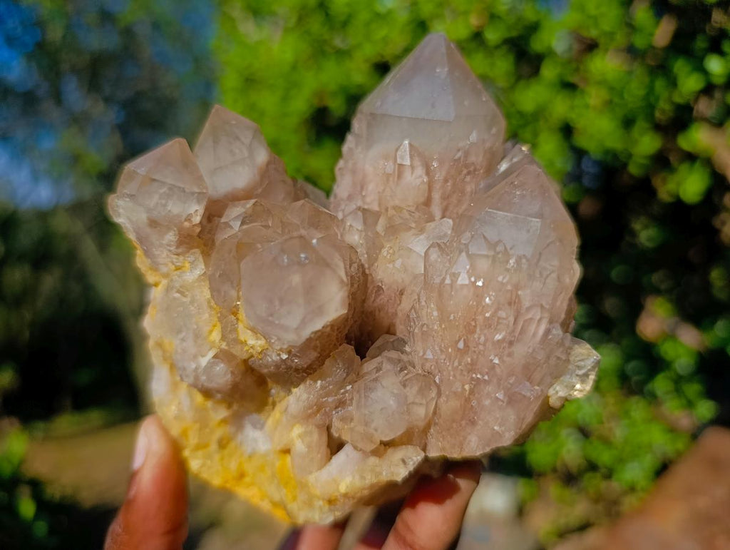 Natural Cascading White Phantom Smokey Luena Quartz Clusters x 3 From Luena, Congo - Toprock Gemstones and Minerals 