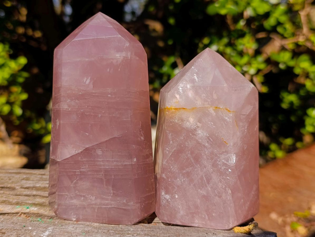 Polished Gemmy Rose Quartz Display Crystals x 4 From Madagascar