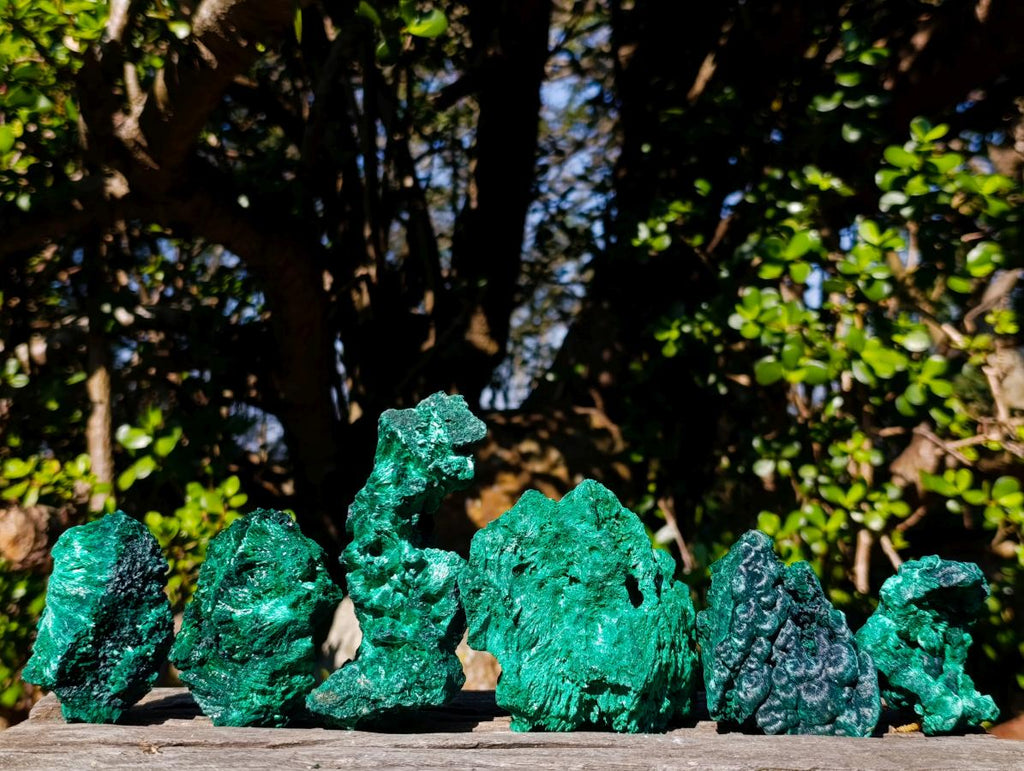 Natural Silky Malachite Specimens x 6 From Kasompe, Congo - Toprock Gemstones and Minerals 