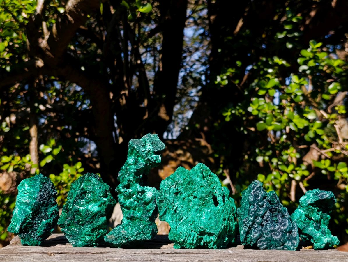Natural Silky Malachite Specimens x 6 From Kasompe, Congo - Toprock Gemstones and Minerals 