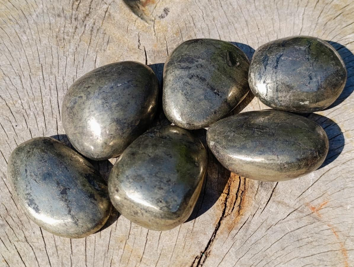 Polished Basalt Pharaoh Stone Galets x 6 From Iron Duke Mine, Zimbabwe - Toprock Gemstones and Minerals 