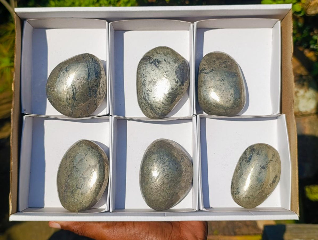 Polished Basalt Pharaoh Stone Galets x 6 From Iron Duke Mine, Zimbabwe - Toprock Gemstones and Minerals 