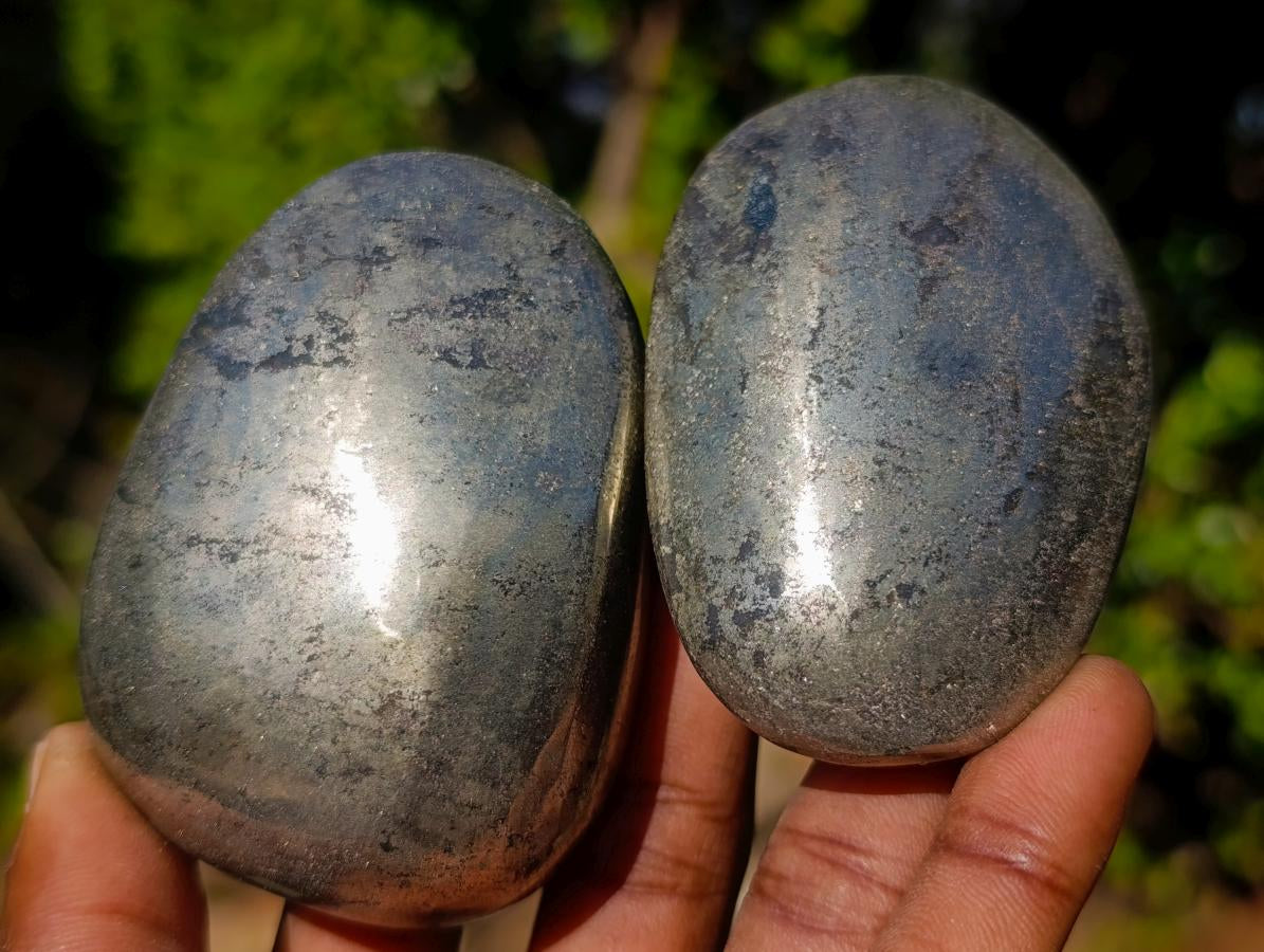 Polished Basalt Pharaoh Stone Galets x 6 From Iron Duke Mine, Zimbabwe - Toprock Gemstones and Minerals 