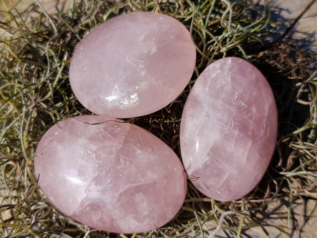 Polished Gemmy Rose Quartz Palm Stone x 24 From Madagascar - Toprock Gemstones and Minerals 