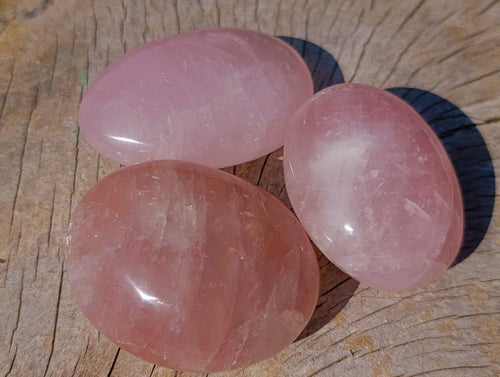 Polished Gemmy Rose Quartz Palm Stone x 24 From Madagascar - Toprock Gemstones and Minerals 