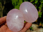 Polished Gemmy Rose Quartz Palm Stone x 24 From Madagascar - Toprock Gemstones and Minerals 
