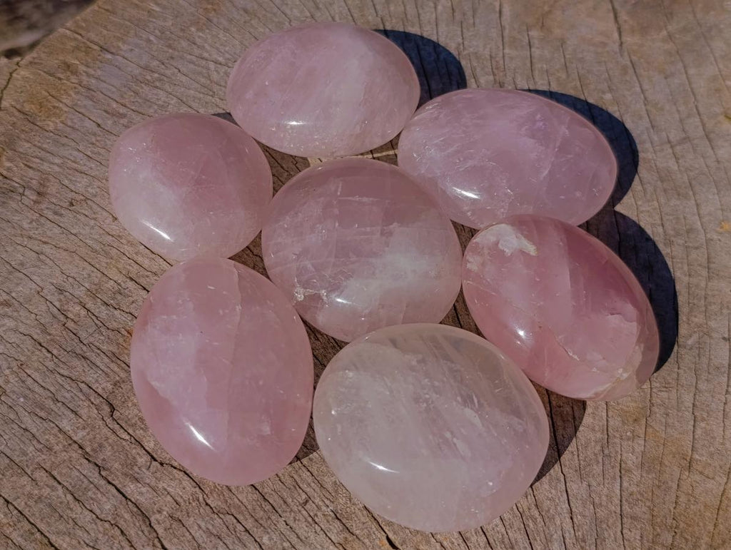 Polished Gemmy Rose Quartz Palm Stone x 24 From Madagascar - Toprock Gemstones and Minerals 