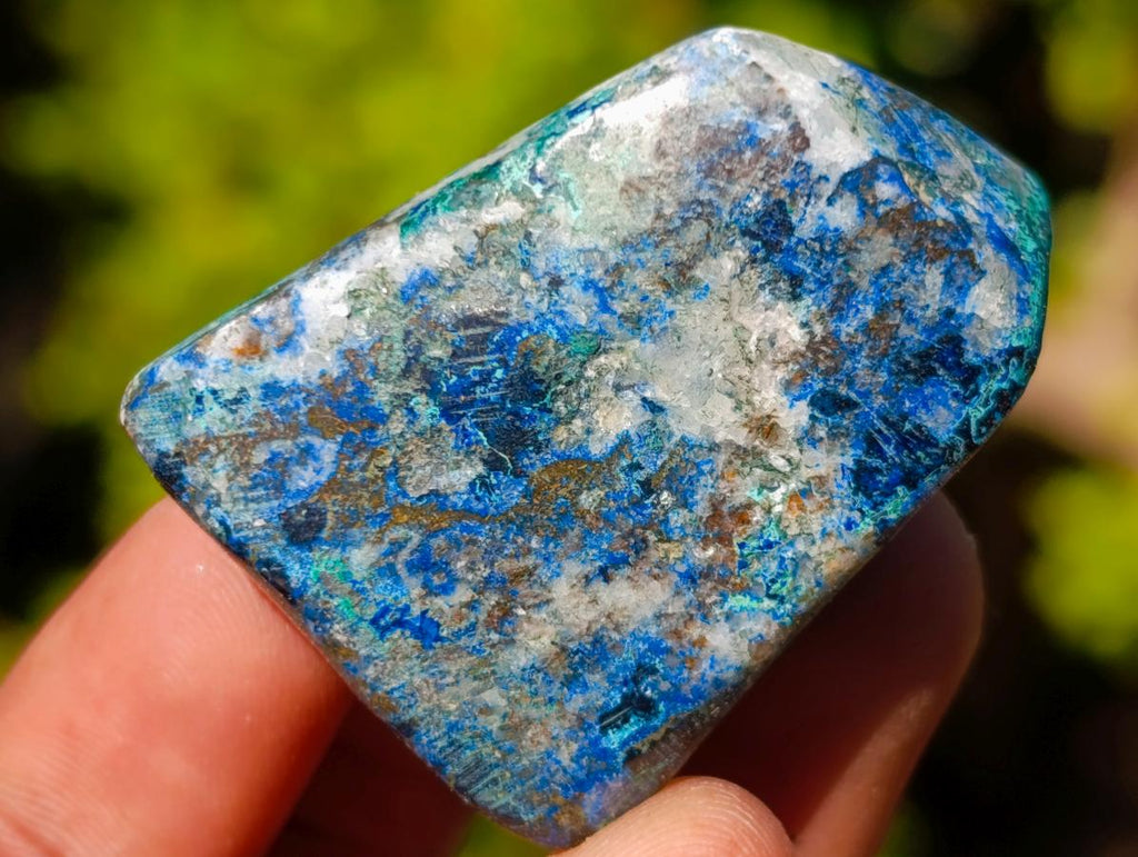 Polished Shattuckite Free Forms with Chrysocolla Azurite and Malachite x 35 From Congo - Toprock Gemstones and Minerals 