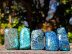 Polished Shattuckite Free Forms with Chrysocolla Azurite and Malachite x 35 From Congo - Toprock Gemstones and Minerals 
