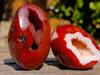 Polished Carnelian Agate Gemstone Geode Free Forms x 12 From Madagascar