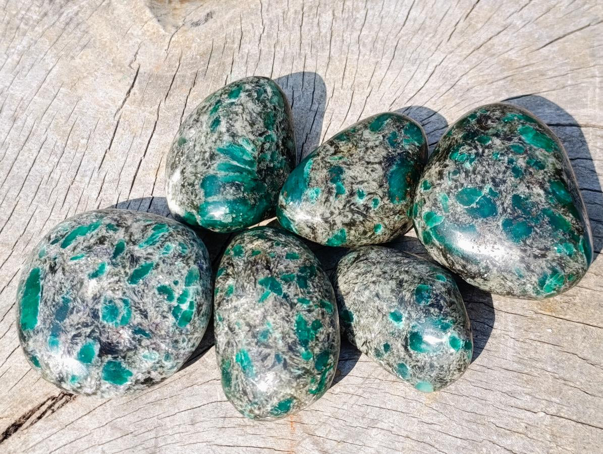 Polished Emerald Mica 'Mutokolite' Free Forms x 6 From Mutoko, Zimbabwe - Toprock Gemstones and Minerals 