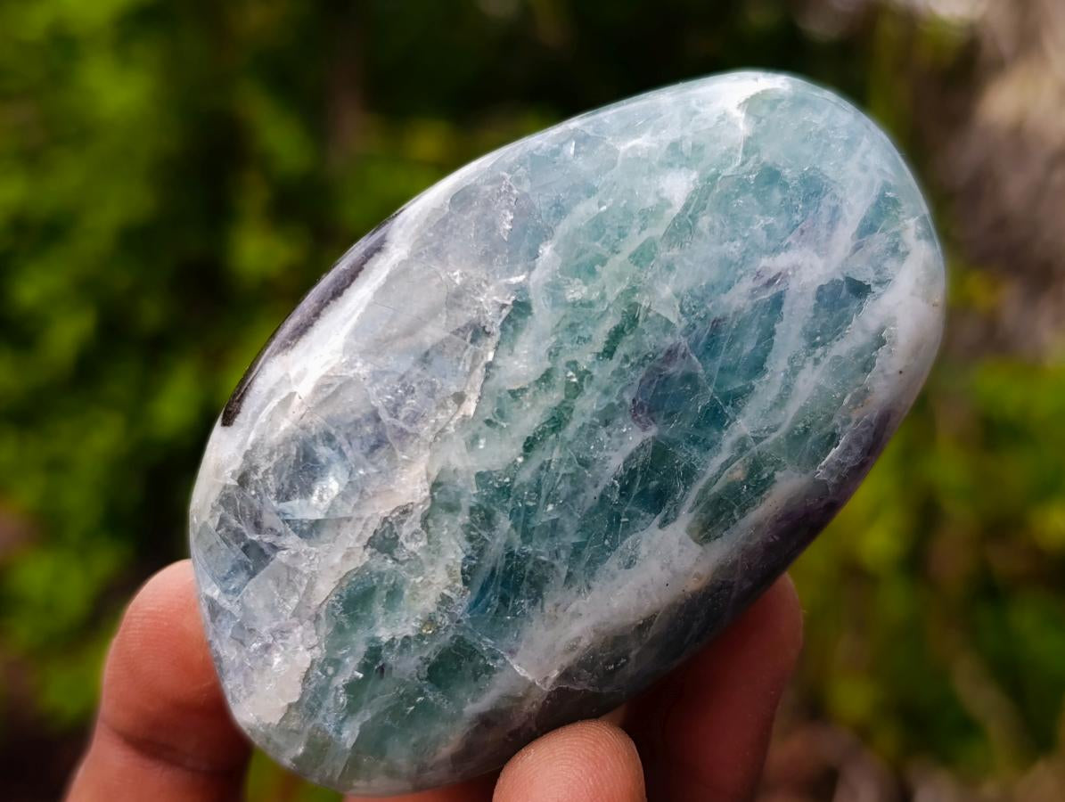 Polished Large Watermelon Fluorite Palm Stones x 12 From Uis, Namibia - Toprock Gemstones and Minerals 