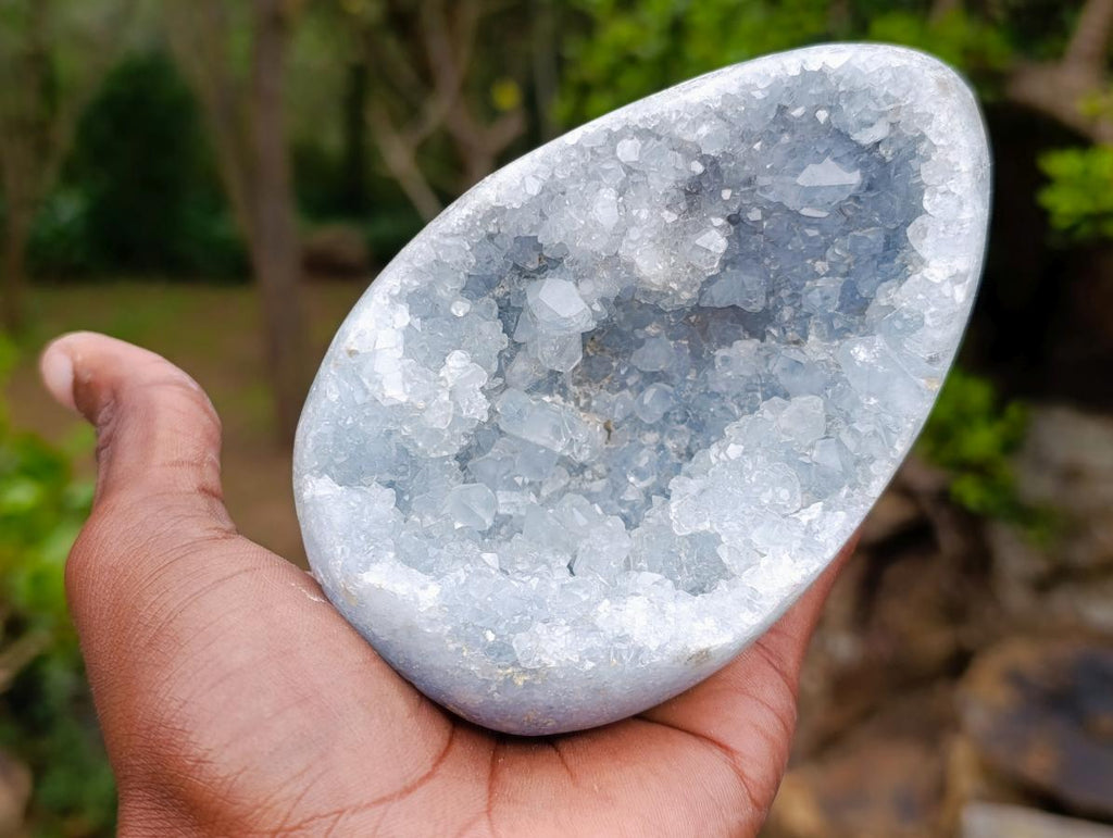 Polished Blue Celestite Standing Display Pieces x 2 From Sakoany, Madagascar - Toprock Gemstones and Minerals 