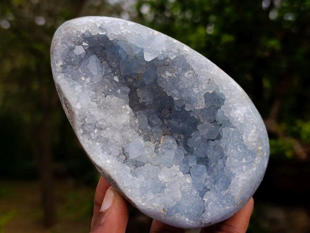 Polished Blue Celestite Standing Display Pieces x 2 From Sakoany, Madagascar - Toprock Gemstones and Minerals 