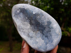 Polished Blue Celestite Standing Display Pieces x 2 From Sakoany, Madagascar - Toprock Gemstones and Minerals 