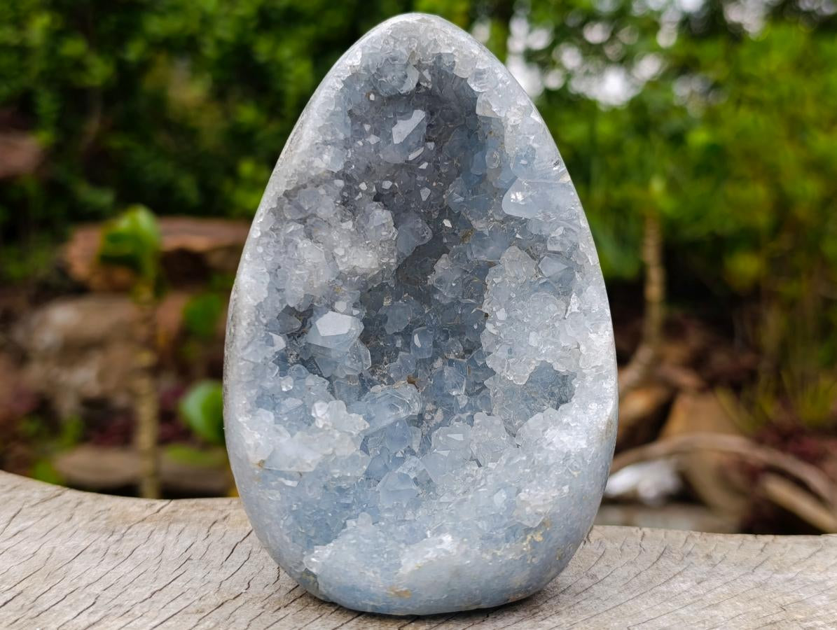 Polished Blue Celestite Standing Display Pieces x 2 From Sakoany, Madagascar - Toprock Gemstones and Minerals 