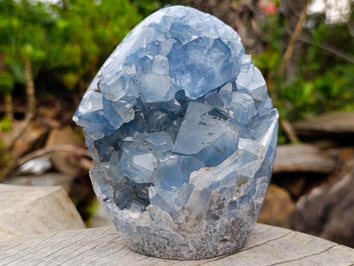 Polished Blue Celestite Standing Display Pieces x 2 From Sakoany, Madagascar - Toprock Gemstones and Minerals 