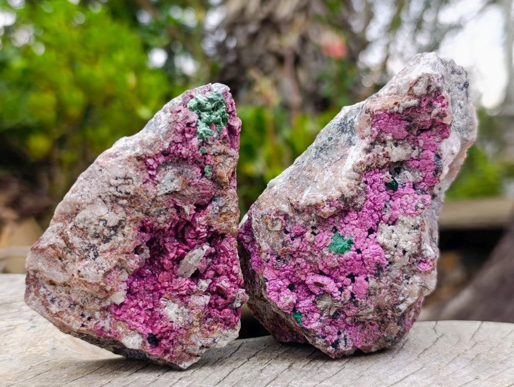 Natural Salrose Cobaltoan Dolomite Specimens with Malachite and Kaolinite x 6 From Kakanda, Congo - Toprock Gemstones and Minerals 