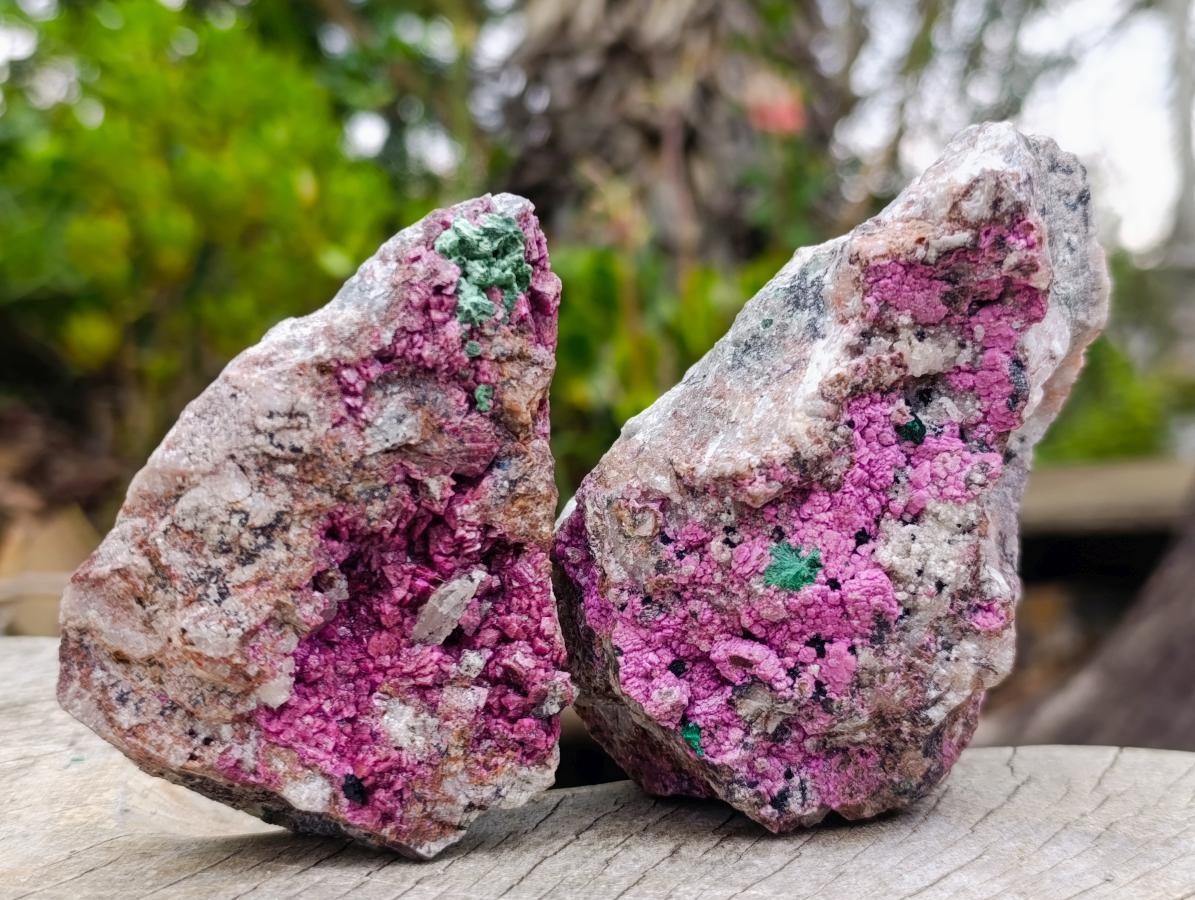 Natural Salrose Cobaltoan Dolomite Specimens with Malachite and Kaolinite x 6 From Kakanda, Congo - Toprock Gemstones and Minerals 