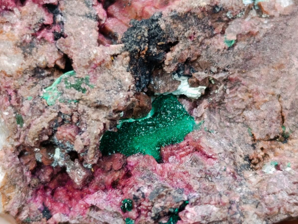 Natural Salrose Cobaltoan Dolomite Specimens with Malachite and Kaolinite x 6 From Kakanda, Congo - Toprock Gemstones and Minerals 