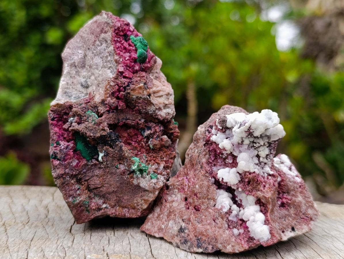 Natural Salrose Cobaltoan Dolomite Specimens with Malachite and Kaolinite x 6 From Kakanda, Congo - Toprock Gemstones and Minerals 