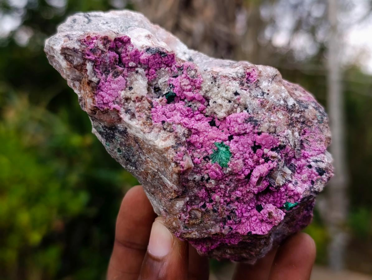 Natural Salrose Cobaltoan Dolomite Specimens with Malachite and Kaolinite x 6 From Kakanda, Congo - Toprock Gemstones and Minerals 