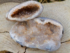 Polished Banded Agate with Crystalline Geodes x 2 From Maintirano, Madagascar