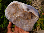 Polished Banded Agate with Crystalline Geodes x 2 From Maintirano, Madagascar