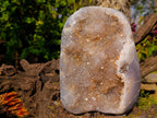 Polished Banded Agate with Crystalline Geodes x 2 From Maintirano, Madagascar